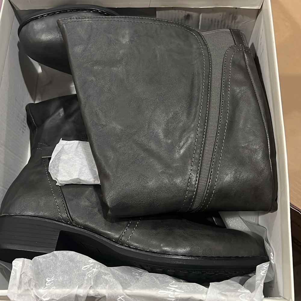Style & Co. Womens Milah Faux Leather Riding Boots Gray ✅ - Picture 3 of 4